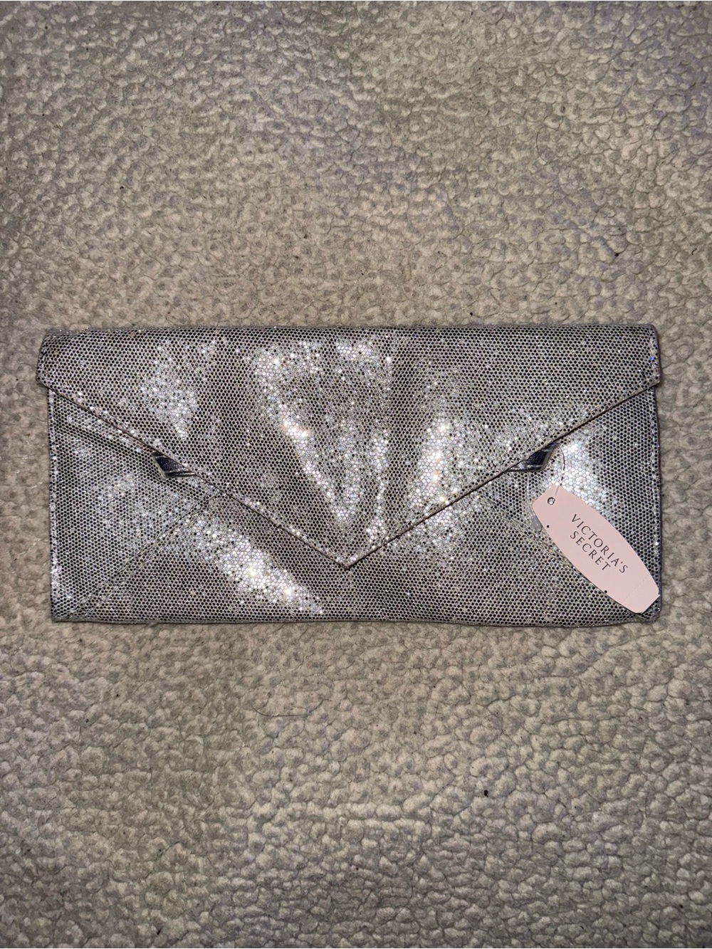 Victoria's Secret Metallic Silver Envelope Clutch